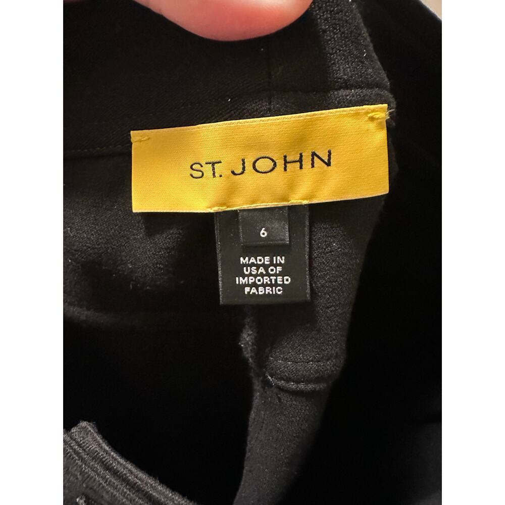 St John Black Pants Gold Hardware Stretch Twill Womens 6 - Picture 6 of 6